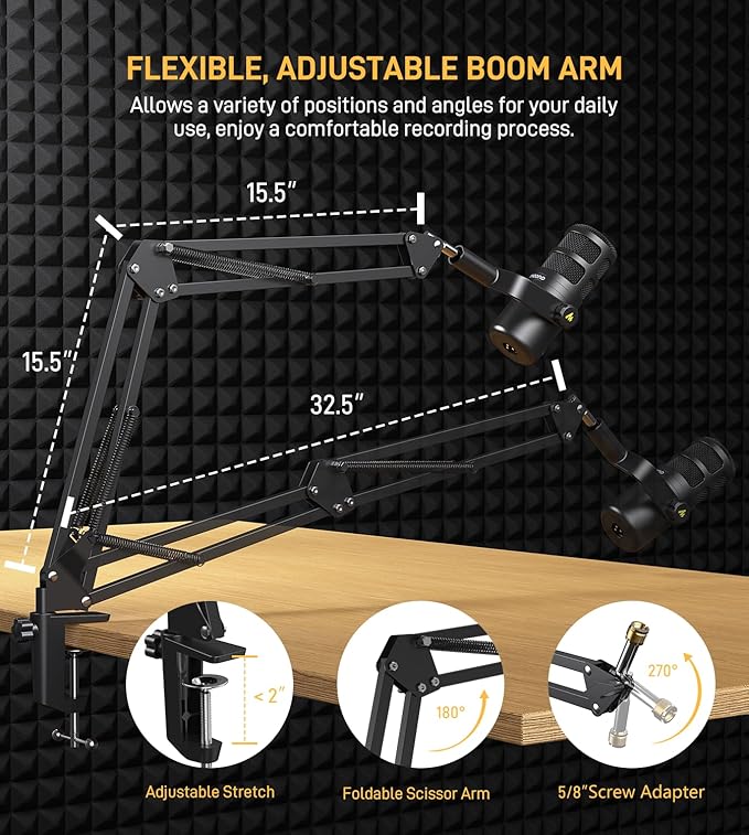 MAONO XLR Podcast Dynamic Microphone Cardioid Studio Mic Works for Audio Interface Audio Mixer for Vocal Recording Streaming Gaming Voice Isolation Technology Metal Mic with Headphones