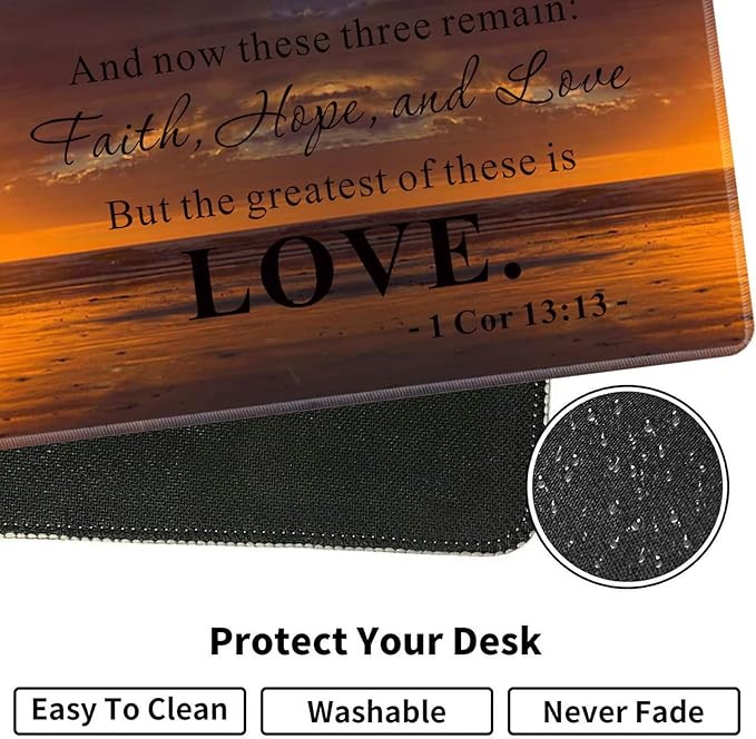 Large Gaming Mouse Pad Keyboard Wrist Rest + Mouse Wrist Pad + Coaster Combination Set Memory Sponge Non-Slip Base. Suitable for Office and Home Christian Cross
