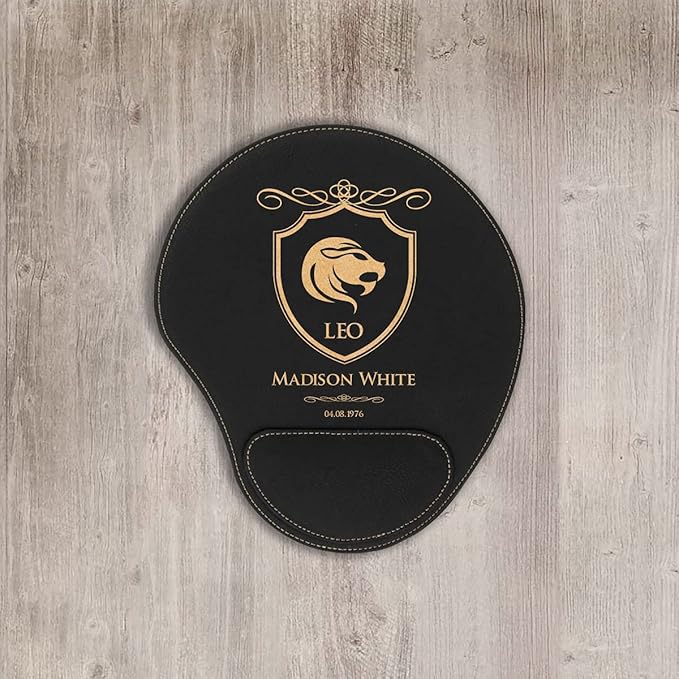 Personalized Birthday Zodiac Signs Leather Mouse Pad Customized Birthday Zodiac Signs Mouse Pad with Wrist Rest Support