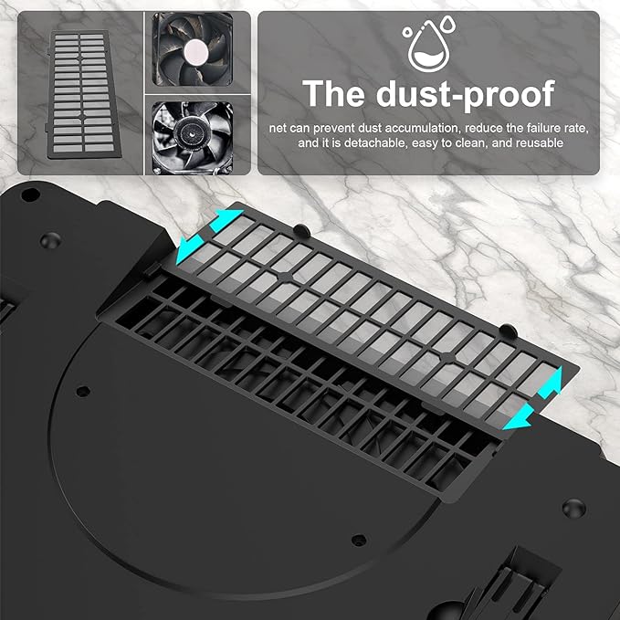 GT500 Powerful Turbo-Fan (4200 RPM) Laptop Cooling Pad with Infinitely Variable SpeedSeal Foam for Rapid Cooling Gaming LaptopDust Filter for Protect Laptop13-17.3inch Laptop Cooler