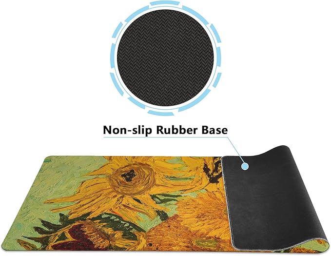 ALAZA Sunflower Print Van Gogh Large Gaming Mouse Pad Big Mousepad Mice Keyboard Mat with Non-Slip Rubber Base for Computer Laptop Home &amp Office 35.4 X 15.7 inch