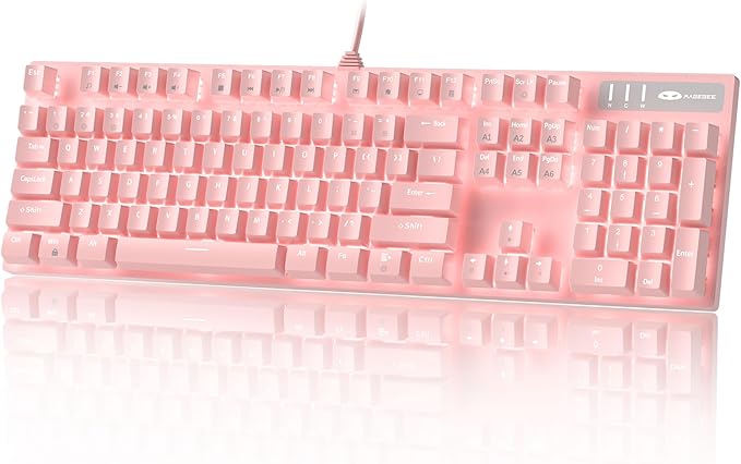 MageGee Pink Gaming Keyboard USB Wired Keyboard New Mechanical Storm Adjustable Backlight Keyboards Splash-Proof Ideal for PC/Laptop/MAC Game(Pink)