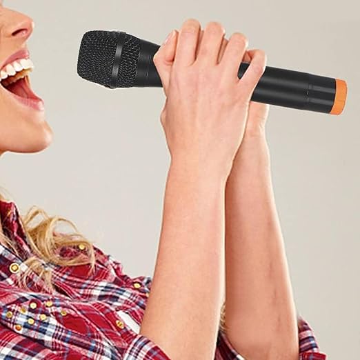 Walfront 1 to 2 Mic Wireless Noise Reduction Microphone Dynamic Mic for Karaoke Party Gathering with Clear Sound Stable Signal and No Latency