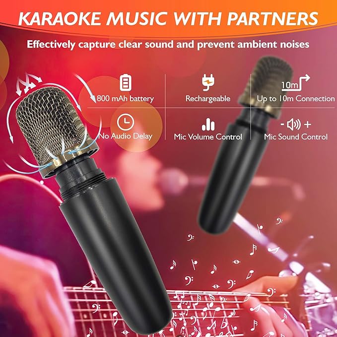 Karaoke Machine for Adults &amp Kids Portable Bluetooth Speaker with 2 Wireless Karaoke Microphones PA System with Echo Adjustment Support Bass/FM/USB/TF for Home Party