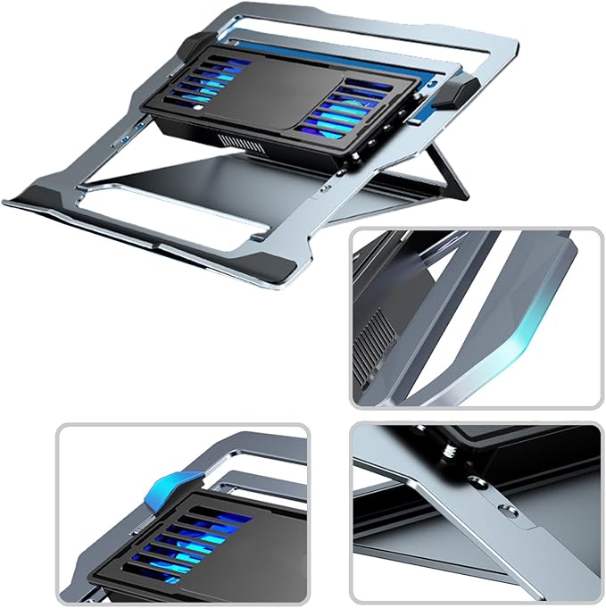Laptop Cooling Stand Adjustable Heights Angles 360 Rotation Base Semiconductor Cooling Bracket Ergonimic Aluminum Stand