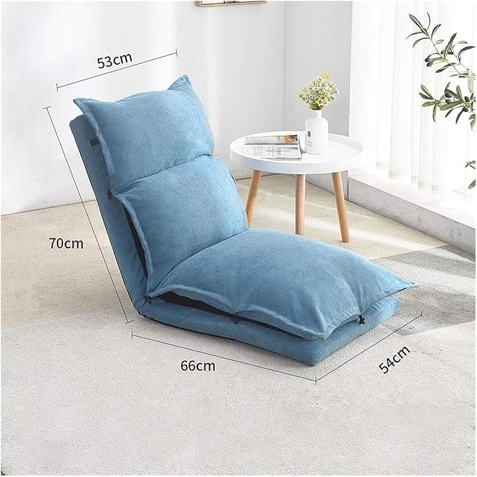 ELEFOCUS Folding Sofa Chair Folding Floor Chair 5-Speed Backrest Adjustment Balcony Lounge Chair Fabric Removable and Washable(Blue)