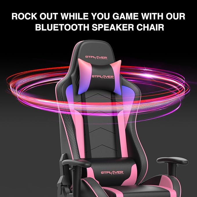GTPLAYER Gaming Chair with Footrest Speakers Video Game Chair Bluetooth Music Heavy Duty Ergonomic Computer Office Desk Chair