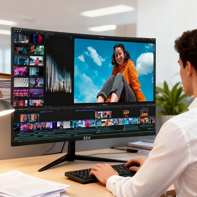 ZZA 32 Inch Curved Monitor 4K UHD 3840x2160 60Hz 3000R VA Display Gaming Monitor with Adaptive Sync HDMI 2.1 &amp DisplayPort 1.4 100% sRGB Computer Monitor VESA 100x100 Black