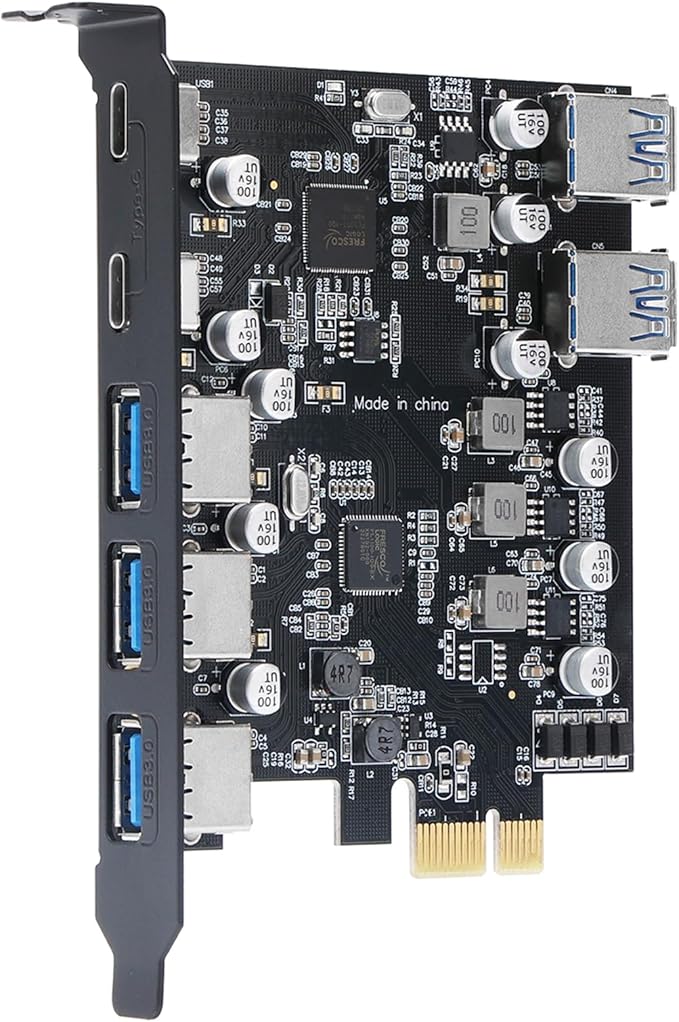 PCIe to USB 3.0 5X USB-A and 2X USB-C Ports Expansion CardPCI Express Internal USB 3 Hub Converter for Desktop PCS Riser Card