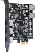 PCIe to USB 3.0 5X USB-A and 2X USB-C Ports Expansion CardPCI Express Internal USB 3 Hub Converter for Desktop PCS Riser Card