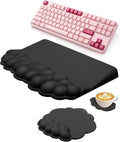 Cloud Wrist Rest Set for Keyboard and Mouse Ergonomic Memory Foam Wrist Support &amp Adjustable Keyboard Stand with Two Typing Angles Silky Lycra Surface Non-Slip Base (Black)