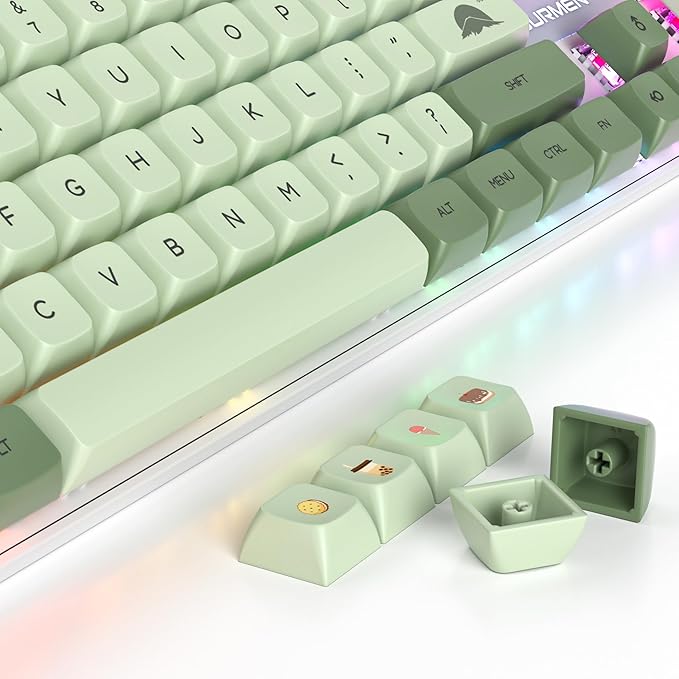 Owpkeenthy Full Size Green Mechanical Gaming Keyboard with Number Pad Wired 100% Office NKRO Keyboard RGB Backlit 104 Keys with Red Switch for PC Gamer (104 Matcha)