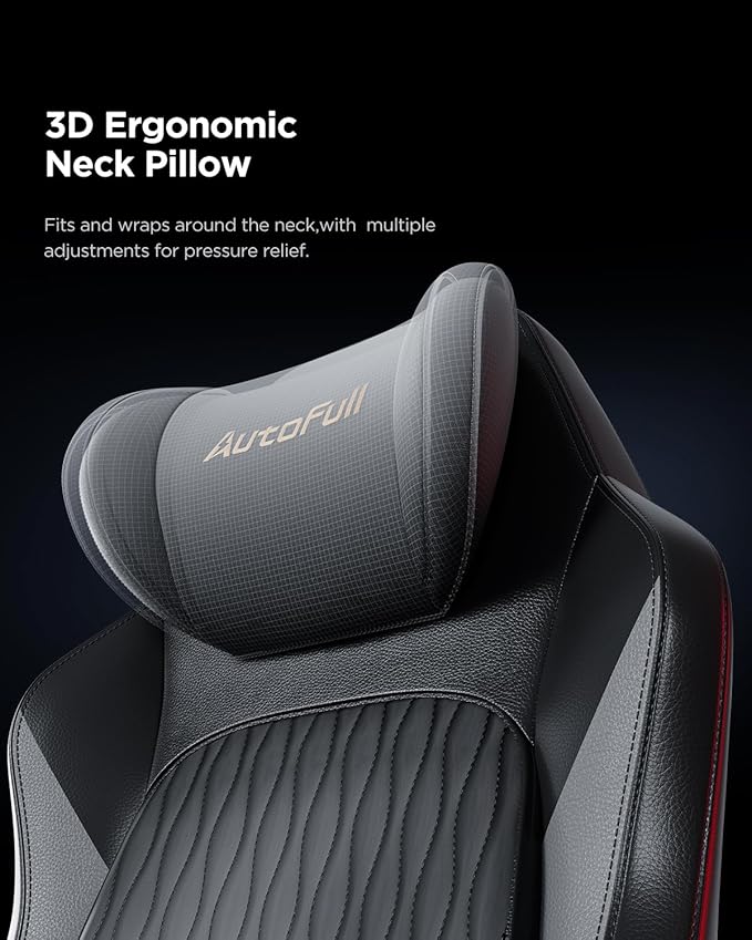 AutoFull M6 Gaming Chair Ergonomic Office Chair with Ventilated Heating AUTO Dynamic Tracking Lumbar Support 6D Adjustable Armrests and Footrest (Black)