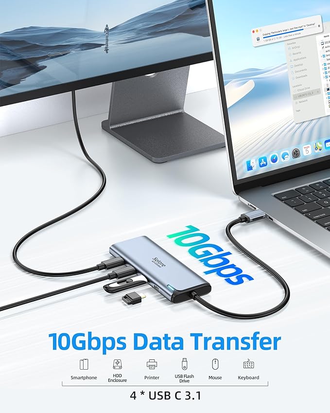 Selore USB-C Splitter with Dual 4K@60Hz Video OutputUSB-C to USB-C Hub Dual Video Monitor with DP Alt Mode10Gbps Data Transfer100W PDDocking Station Dual Monitor for Laptop iPad Dell HP and More