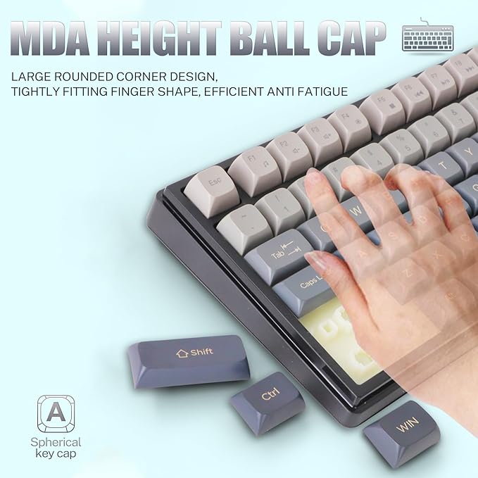 75 ％ Wireless Gaming Keyboard and Mouse Combo Tri-Mode BT5.0/2.4GHz/USB-C RGB Backlit Keyboard + 3D 1600DPI Mice 2000mAh Battery 80 Keys Knob Volume Control (Gradient Gray)