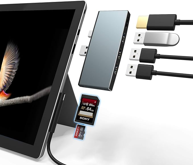 Surface Pro 6/ Pro 5/ Pro 4 Docking Station USB Hub Surface Pro Docking Station with 4K HDMI 3X USB3.0 Ports SD/TF Card Reader Accessories for Microsoft Surface Pro 4/5/6