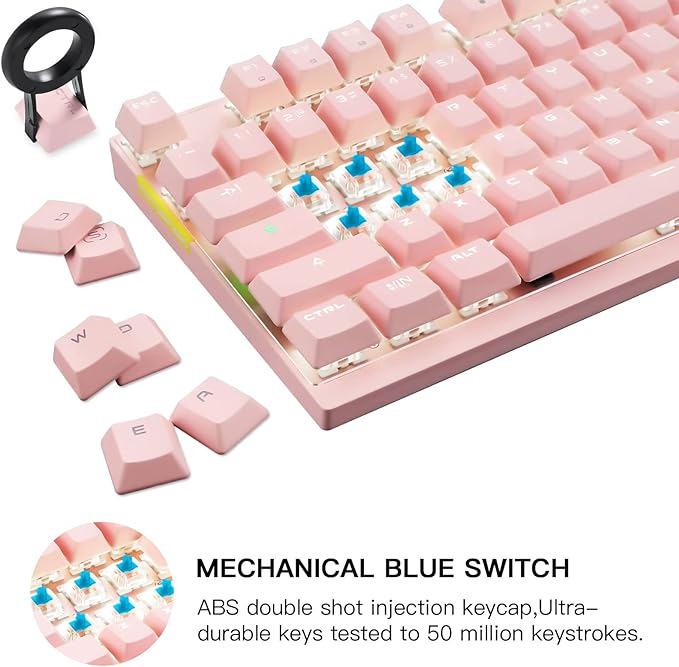 MOTOSPEED GK82 RGB LED Backlit Wired Mechanical Gaming Keyboard 82 Keys Hot-Swap Mechanical Keyboard w/Aluminum Base Upgraded Socket and Noise Absorbing Foams Soft Tactile Blue Switch