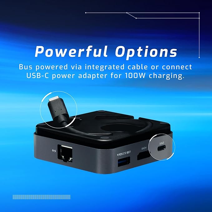 OWC USB-C Travel Dock E 6 Port Bus-Powered USB Type-C 100W Pass Through one 4K Display (2) USB 3.2 Type-A HDMI SD Card Gigabit Ethernet Compatible with Thunderbolt Devices