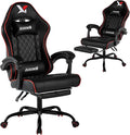 Vedio Gaming Chair with Footrest Lumbar Support for Home Office High Back Recliner Height Adjustable Ergonomic Comfy Leather Computer Desk ChairRed