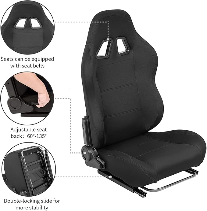 Marada Racing Seat with Adjustable Slide for Racing Wheel Simulator Stand Cockpit Adjustable Seat