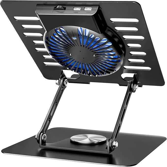 Laptop Stand with 360 Rotating Base Adjustable Height Up to 10Ergonomic Aluminum Laptop Riser Holder Computer Stand for Laptop 10 14 15 17 Inches/All MacBook Air Pro