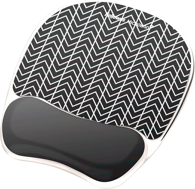 Fellowes Photo Gel Mouse Pad Wrist Rest with MICROBAN - Black Chevron (9549901) (Pack of 4)