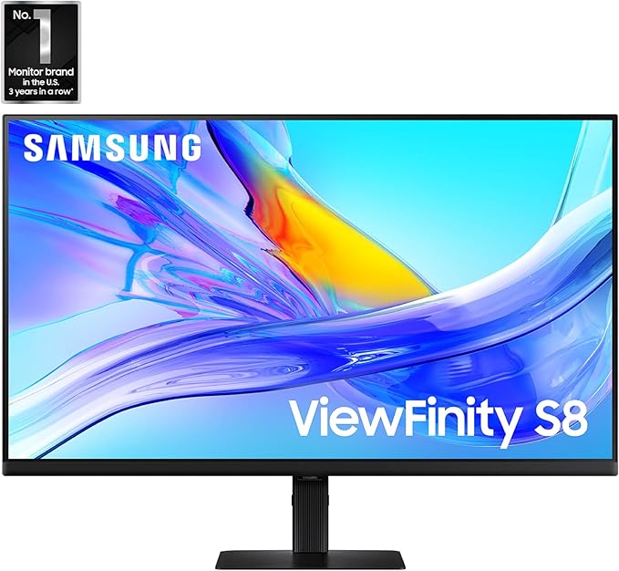 Samsung 37” ViewFinity S8 (S80UD) 4K UHD HDR10 High Resolution Monitor with USB-C and Ergonomic Design Built-in KVM Switch Intelligent Eye Care LS37D800UANXZA 2025