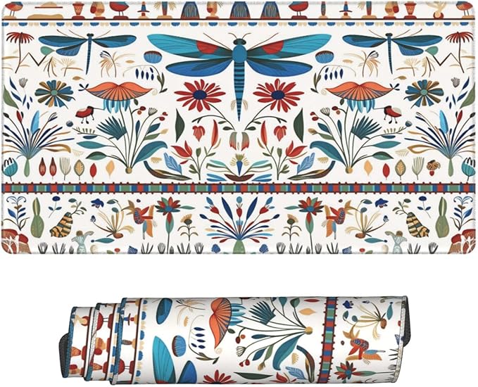 Dragonfly Floral Desk Cover MatExtended Large Mouse PadComputer Laptop Mat Desk Decor for Office Game Home 30x16 Inch