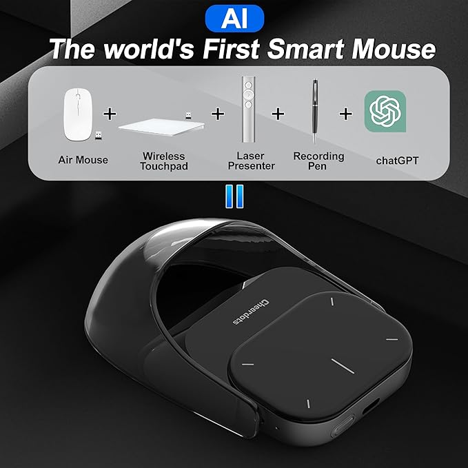 2026 Upgraded AI Voice Mouse - Wireless Air Mouse with AI Voice Assistant 12 Languages Translation Meeting Transcription &amp Summary - Detachable Computer Mouse Presentation Clicker for Laptop