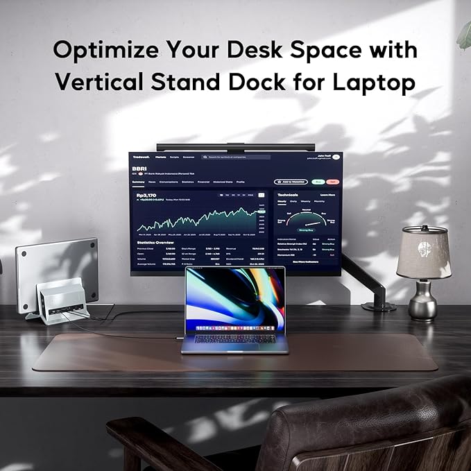 MacBook Pro Air Docking Station Vertical USB C Laptop Docking Station with M.2 SSD Slot HDMI 4K@60Hz 4 USB A/C Max 10Gbps Ethernet SD/TF PD Dock for MacBook/USB-C Win Laptops - Silver
