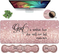 Ergonomic Keyboard Wrist Rest &amp Mouse Pad Wrist Rest Set Large XXL Gaming Desk Mat 31.5x 11.8 Non-Slip Base Memory Foam Easy Typing Pain Relief for Office &amp Home Quote Bible Verses Psal