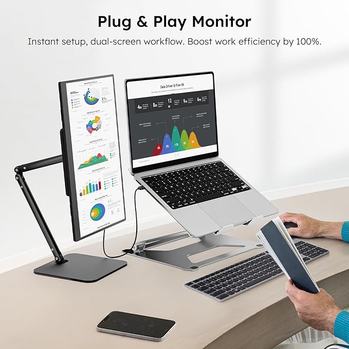 Portable Monitor 15.6 FHD 1080P IPS Travel Monitor for Laptop Foldable Stand &amp Carry Case Included USB-C Screen Extender for Laptop Mac PC Phone Xbox PS4/5 Switch