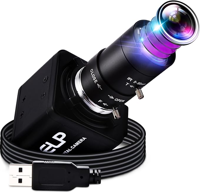 8MP USB Camera with Zoom 2.8-12mm Lens Webcam Variable Focus PC Camera Mini UVC USB2.0 USB with Camera for Computer IMX179 Manual Zoom Close-up Camera Varifocal Web Camera for Raspberry Pi Laptop