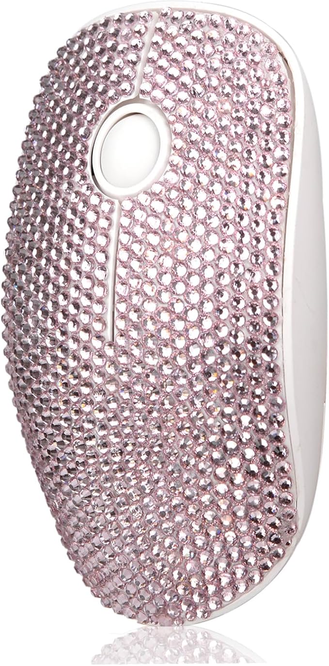 Luxury Bling Crystal Rhinestone Wireless Mouse - 2.4G Silent Wireless Mouse with Nano Receiver 1600 DPI Precise Control for Notebook Computer PC Laptop MacBook - Pink