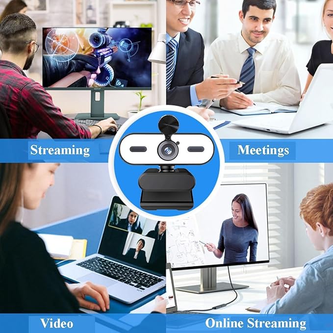 GIZNXBA Webcam for PC Laptop Desktop Computer USB Webcam with Microphone for Streaming HD Light Correction Clear Stereo Audio for Meeting/Online Video Calls(2K)