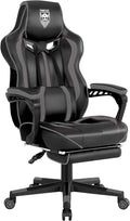 Vonesse Gaming Chair for Adults Reclining Gaming Chairs with Footrest and Massage Computer Gaming Chair for Heavy PeopleErgonomic Gamer Chair Big and Tall (Black/Gray)