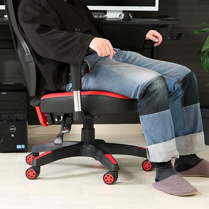 不二貿易(Fujiboeki) Fuji Boeki 19427 Rays Gaming Chair Personal Chair Width 27.0 x Depth 25.8 x Height 46.5-49.2 inches (68.5 x 65.5 x 118-125.5 cm) Red Mesh Rotatable Reclining