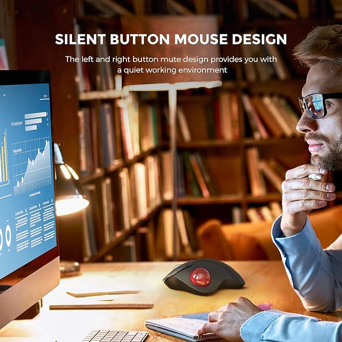 ECHTPower Trackball Mouse Easy Thumb Control Ball Mouse Precision and Smooth Tracking Wireless Mouse Support 3 Device Connection(2.4G or BT) Rollerball Mouse for PC/Laptop/Mac/Windows