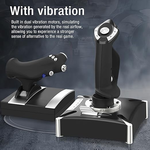 Xiuganpo Stick Throttle and Control Panel with 8 Way Hat Simulated Throttle Rudder and 16 Key Functions Simulator Controls Joystick Simulator Controls Vibration Stick for