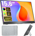 Portable Monitor 15.6 inch FHD 87% sRGB 60Hz IPS HDR HDMI USB-C Travel Monitor for Laptop MacBook PC Surface PS5 Xbox External Display with Kickstand &amp Speakers VESA Compatible