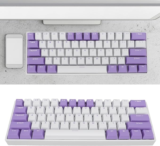 Vikye Mechanical Gaming Keyboard Portable 60% 61 Keys Type C Wired Keyboard with RGB Backlight for Laptop PC Red Switch with Blue Switch
