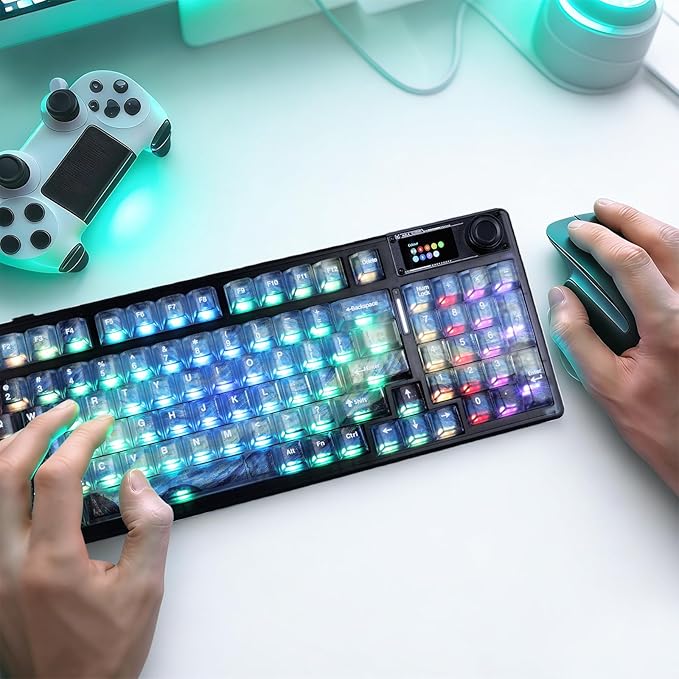 Clear Themed Keycaps 136 Keys Shine Through Keycaps PC Transparent Key Cap Cherry Profile Custom Key Caps for Mx Switches Mechanical Gaming Keyboards (Starry Night Theme)