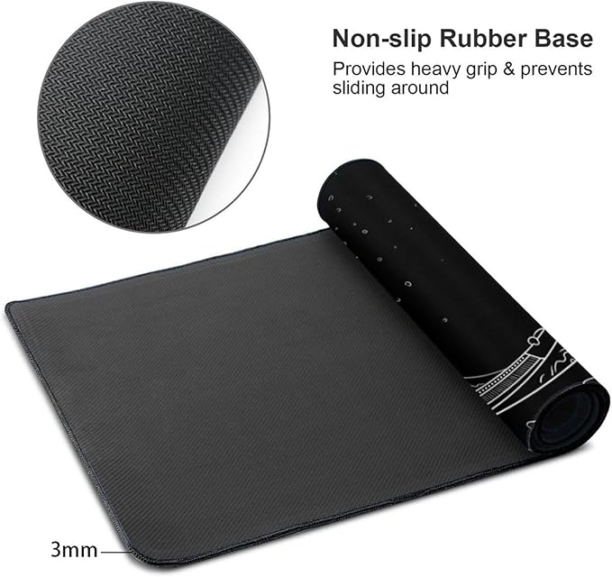 AQQA Extra Large 48 x 24 Japanese Sea Wave Mouse Pad Anime Black Waterproof Desk Pad Non Slip Rubber Base Mousepad with Stitched Edges for Work Game Office Home(Black XXXX-Large)