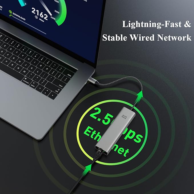 Minthouz 6-in-1 USB C Hub 4K@144Hz HDMI 100W PD Charging 10Gbps USB-C/A Ports 2.5G Ethernet Compatible with MacBook Neo M1/M2/M3 Surface HP Lenovo Laptops