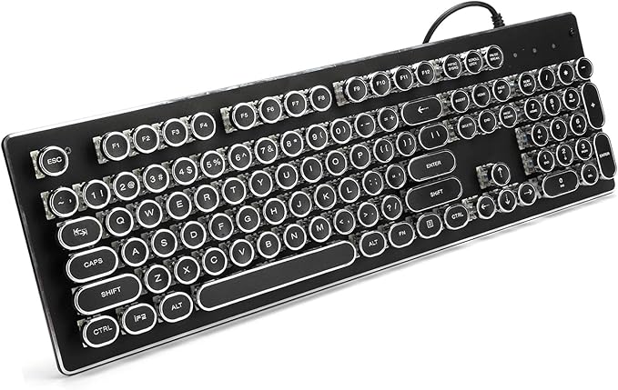 Heayzoki Wired Gaming Keyboard RGB Backlit Retro Mechanical 104 Keys Ergonomic Design for PC Computer Laptop