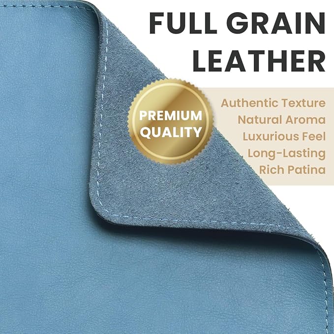 Genuine Leather Mouse Pad (Sky Blue Large)