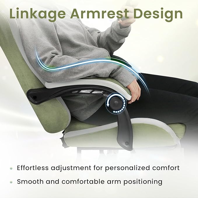 N-GEN GAMING Video Gaming Chair Office Computer Desk Use Ergonomic Reclining Backrest Adjustable Armrests Lumbar Support Footrest High Density Foam Breathable Fabric Heavy Duty Base (Green)