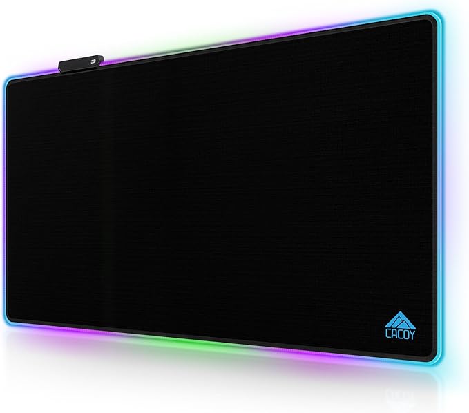 Cacoy 36 x 24 RGB Mouse Pad XXL Mouse Mat with 9 LED Lighting Effect Extended Desk Mat for Home Office Computer Non-Slip Rubber Base Stitched Edges Gaming Mouse pad for Keyboard &amp Laptop B