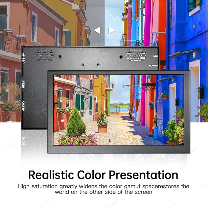 7 inch Mini Monitor HDMI LCD Display PC Case Secondary Screen 1024x600 IPS Small Portable Monitor with Speakers PC Temperature Display for Laptop Windows