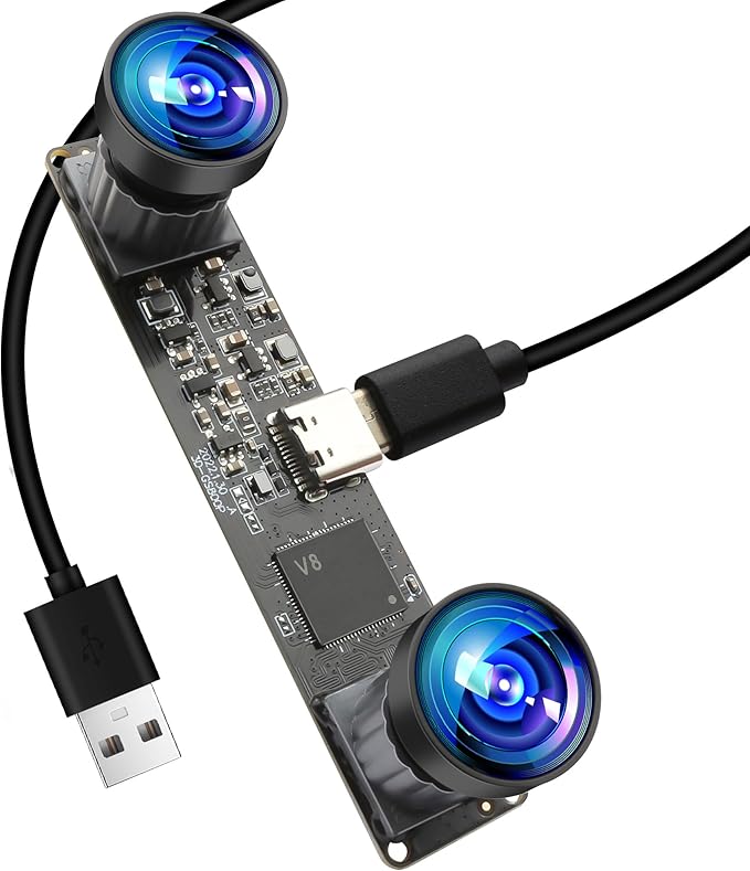 MMlove Monochrome Black/White USB Stereo Camera Module 800P 120fps Global Shutter Synchronous Dual Lens 3D Webcam 101° Viewing Angle Lightburn Camera for VR Face RecognitionPC/Laptop/Raspberry Pi